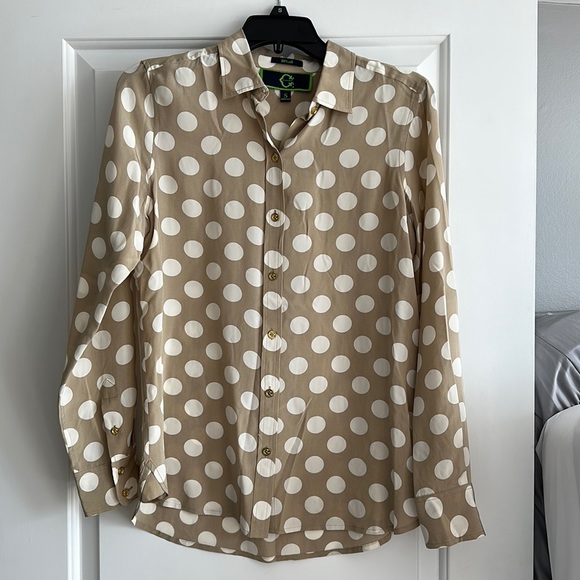 C Wonder 100% Silk Polka Dot Blouse - Picture 1 of 1